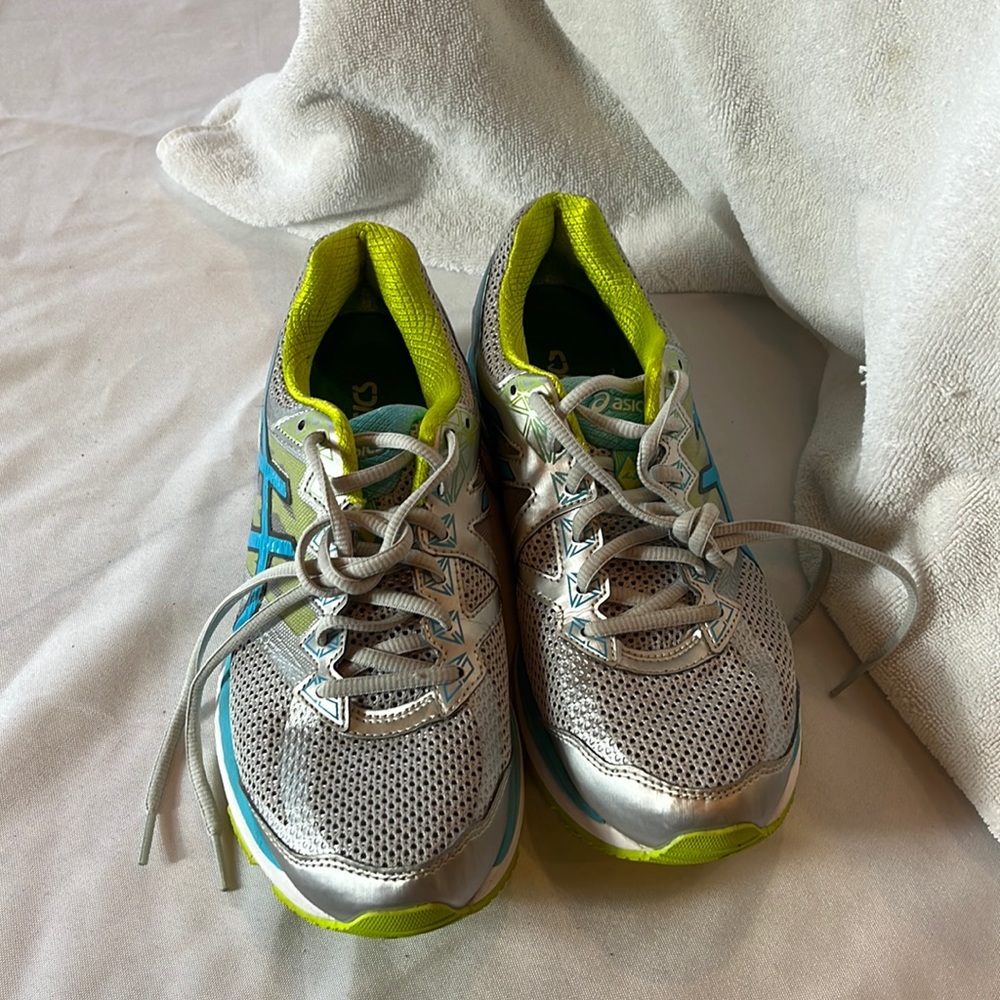 ASICS Women’s Sneakers neon green and light blue dynamic duo max gel Size 8.5
